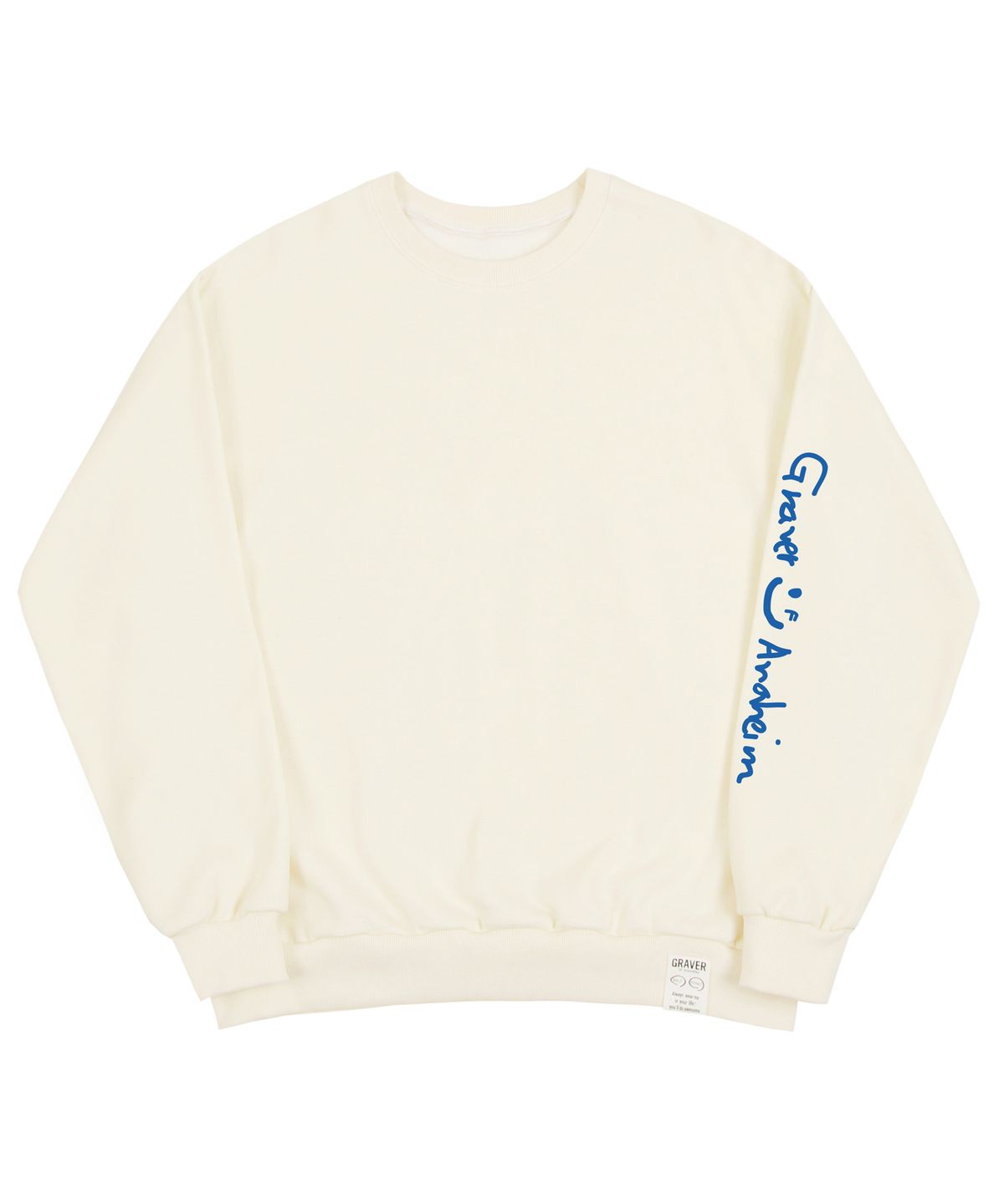 그레이버(GRAVER) [UNISEX]엘보우 드로잉 로고 스마일 맨투맨_크림