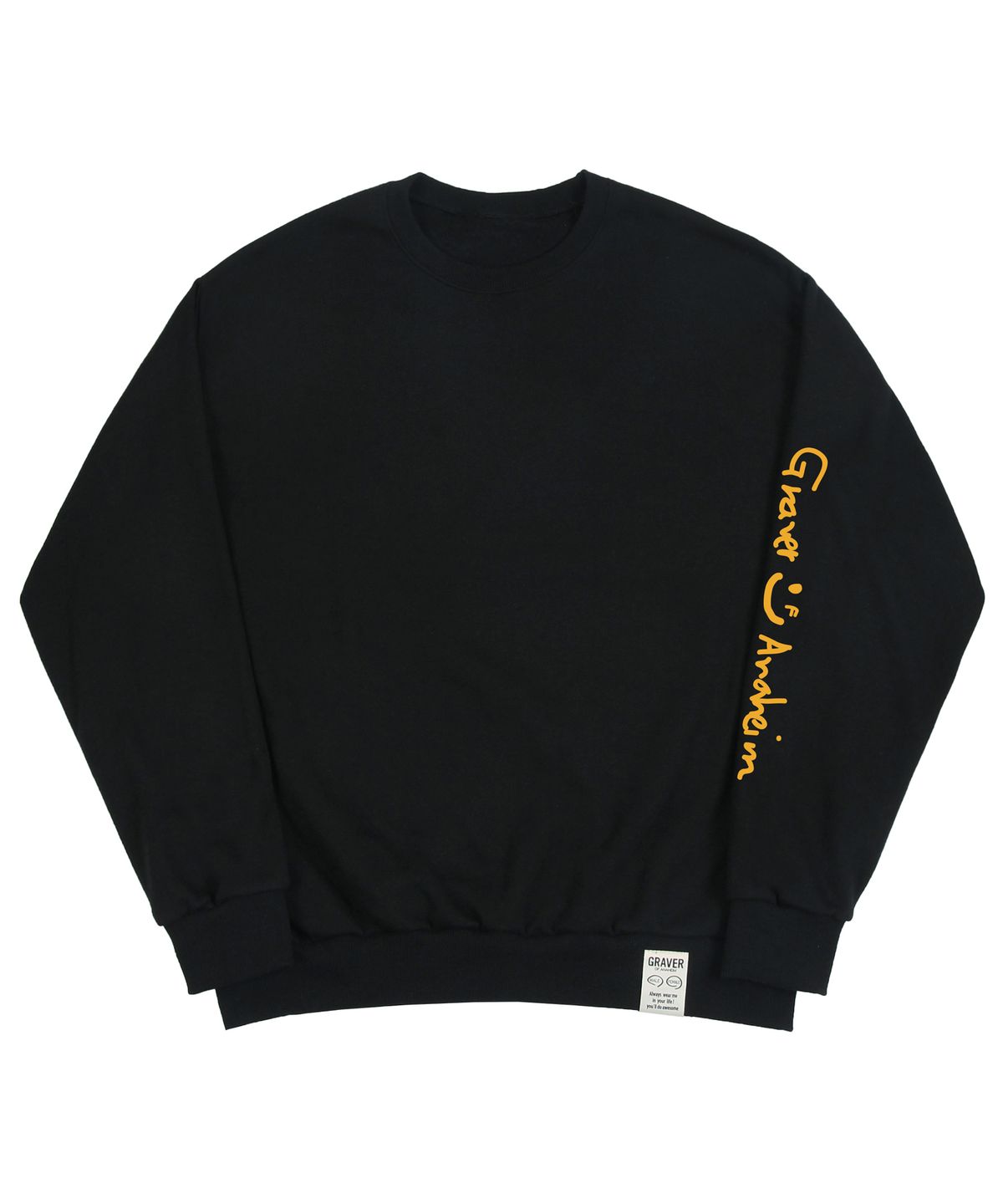 그레이버(GRAVER) [UNISEX]엘보우 드로잉 로고 스마일 맨투맨_블랙