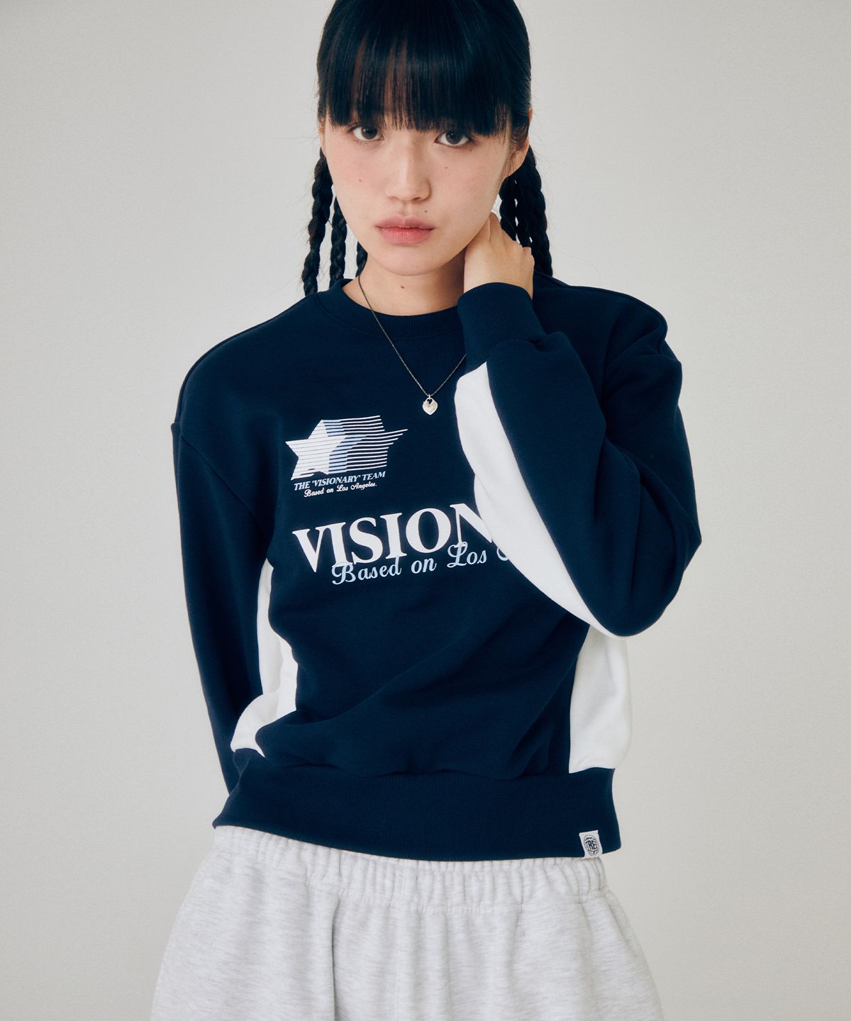 비전스트릿웨어(VISION STREETWEAR) VSW Crop Football Crewneck Navy