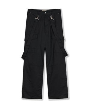 Billow Suspender Cargo Pants - BLACK
