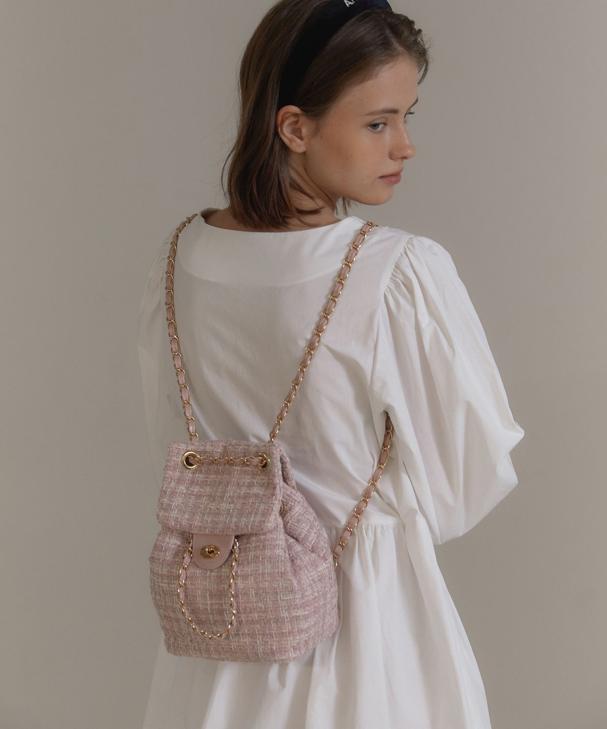 아노에틱(ANOETIC) ANC TWEED CLASSIC BACKPACK_PINK