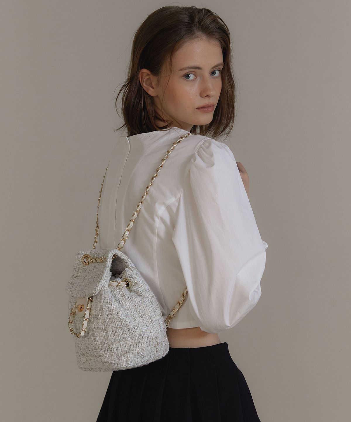 아노에틱(ANOETIC) ANC TWEED CLASSIC BACKPACK_IVORY