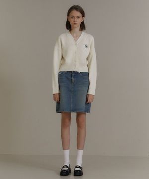 A-LINE WASHED DENIM SKIRT_MEDIUM BLUE