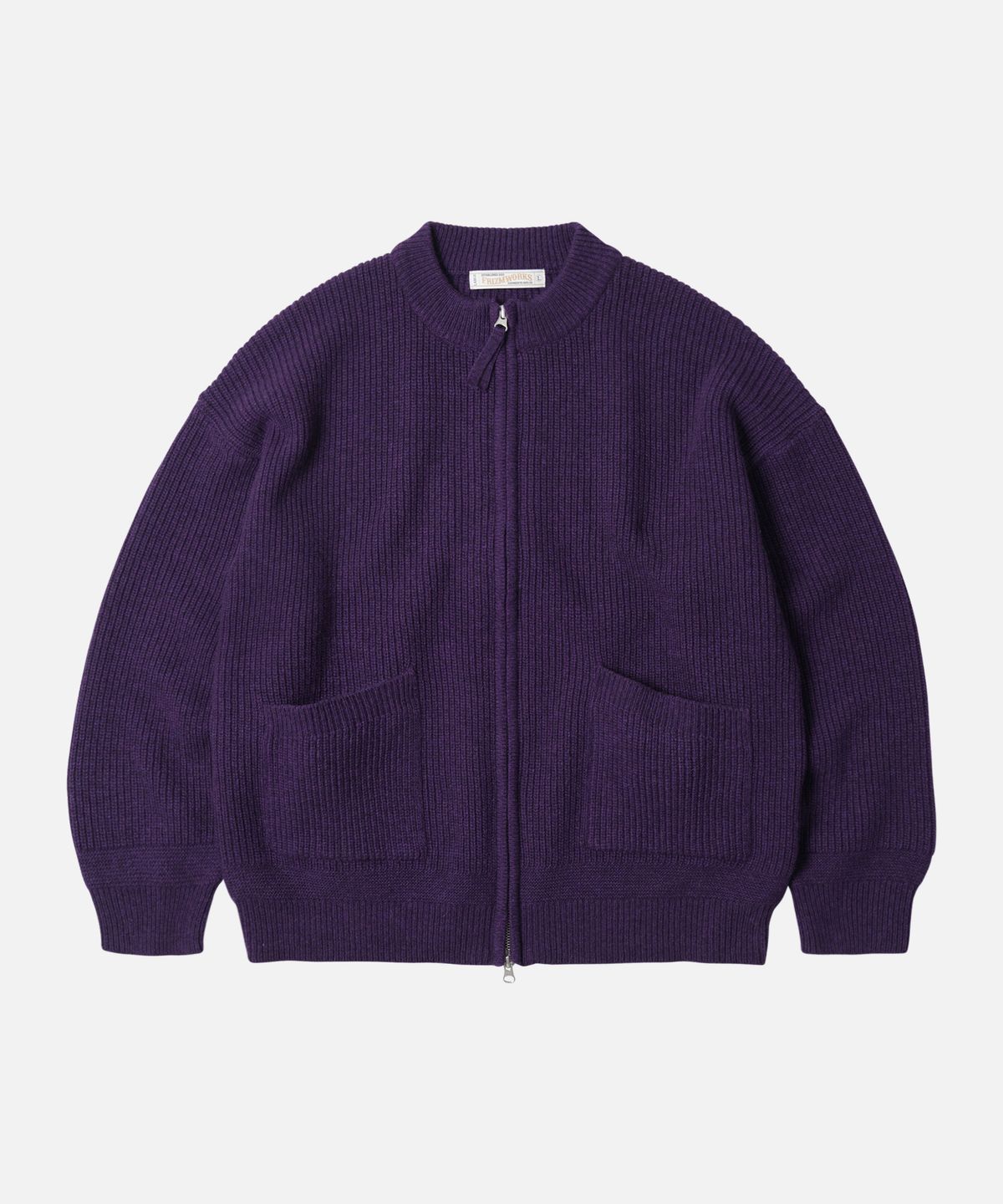 프리즘웍스(FRIZMWORKS) WOOL DECK ZIP UP CARDIGAN _ PURPLE