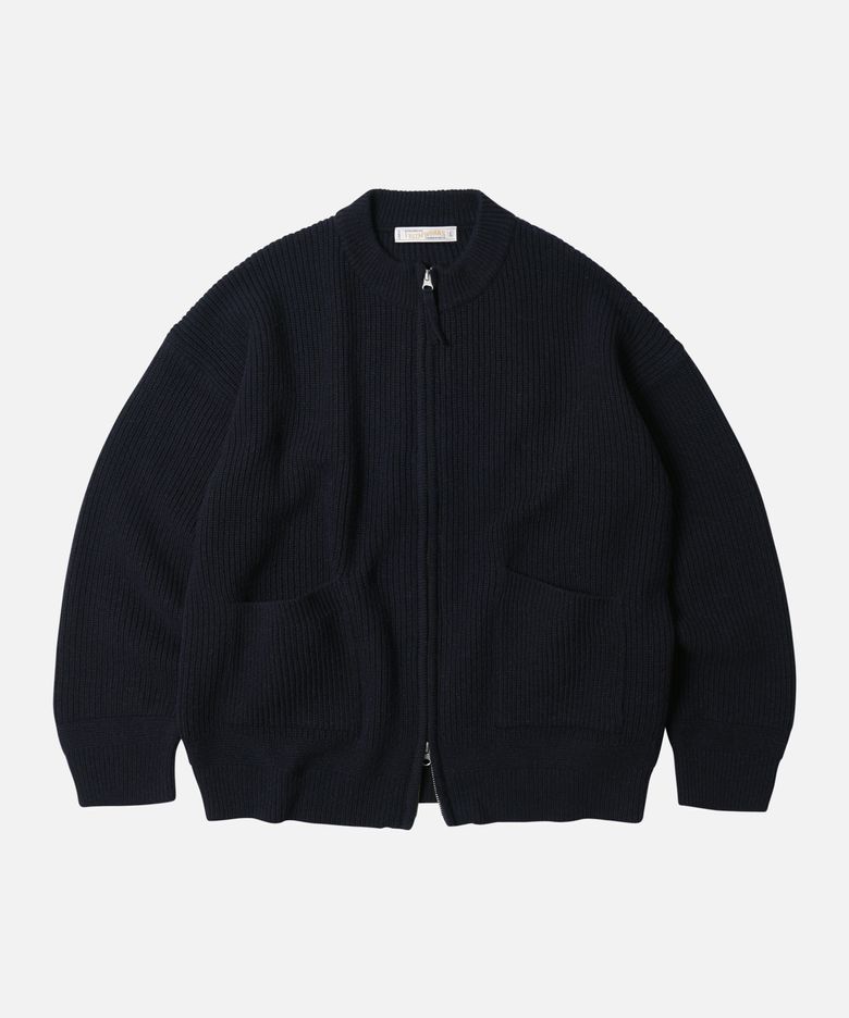 WOOL DECK ZIP UP CARDIGAN _ NAVY