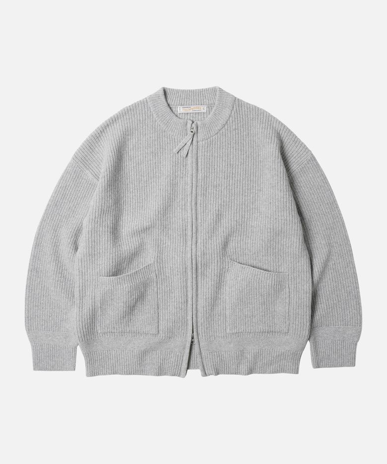 WOOL DECK ZIP UP CARDIGAN _ LIGHT GRAY