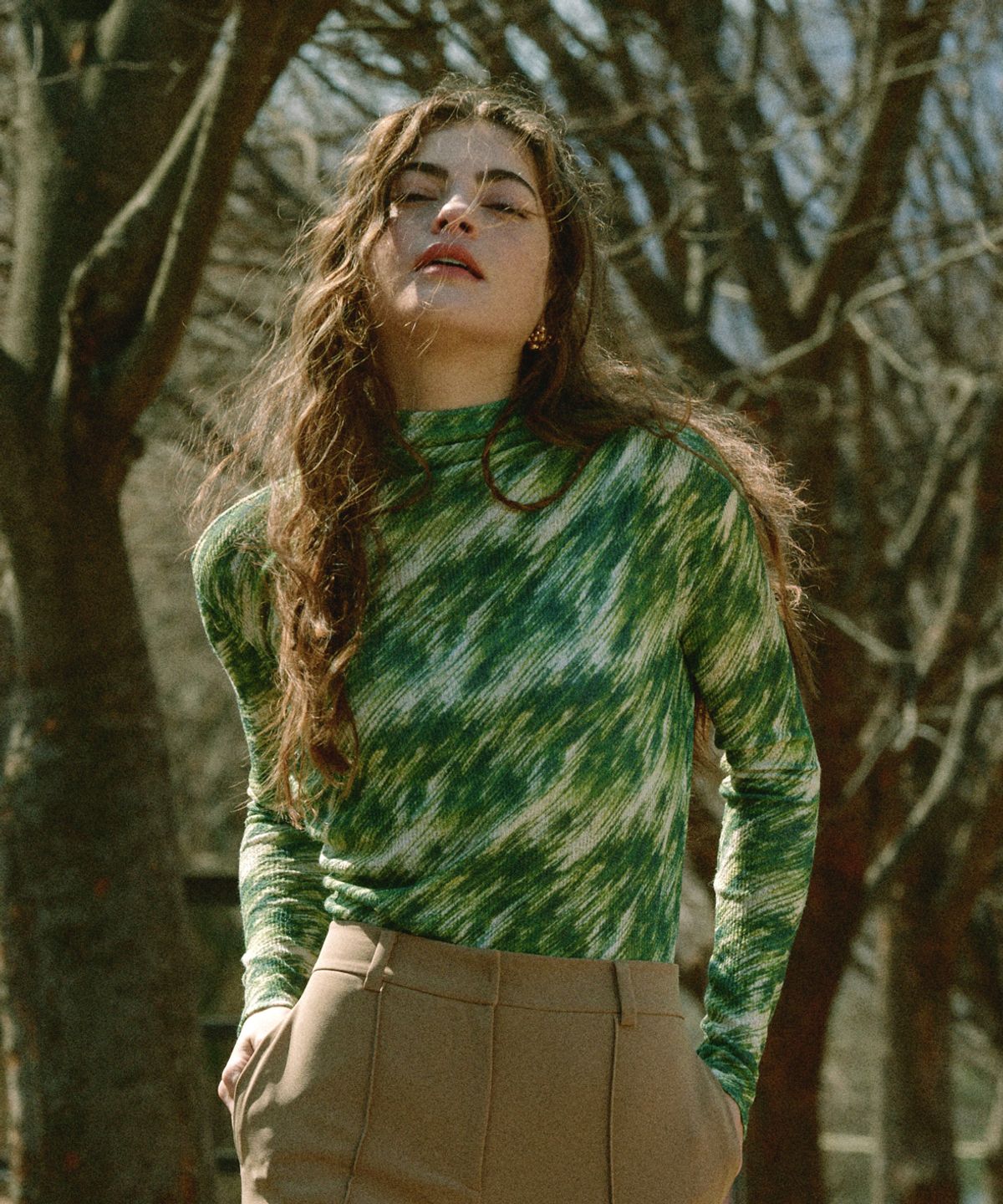 아이스가든에이오공팔(ICE GARDEN A.508) Field Trip Print Shirring Top