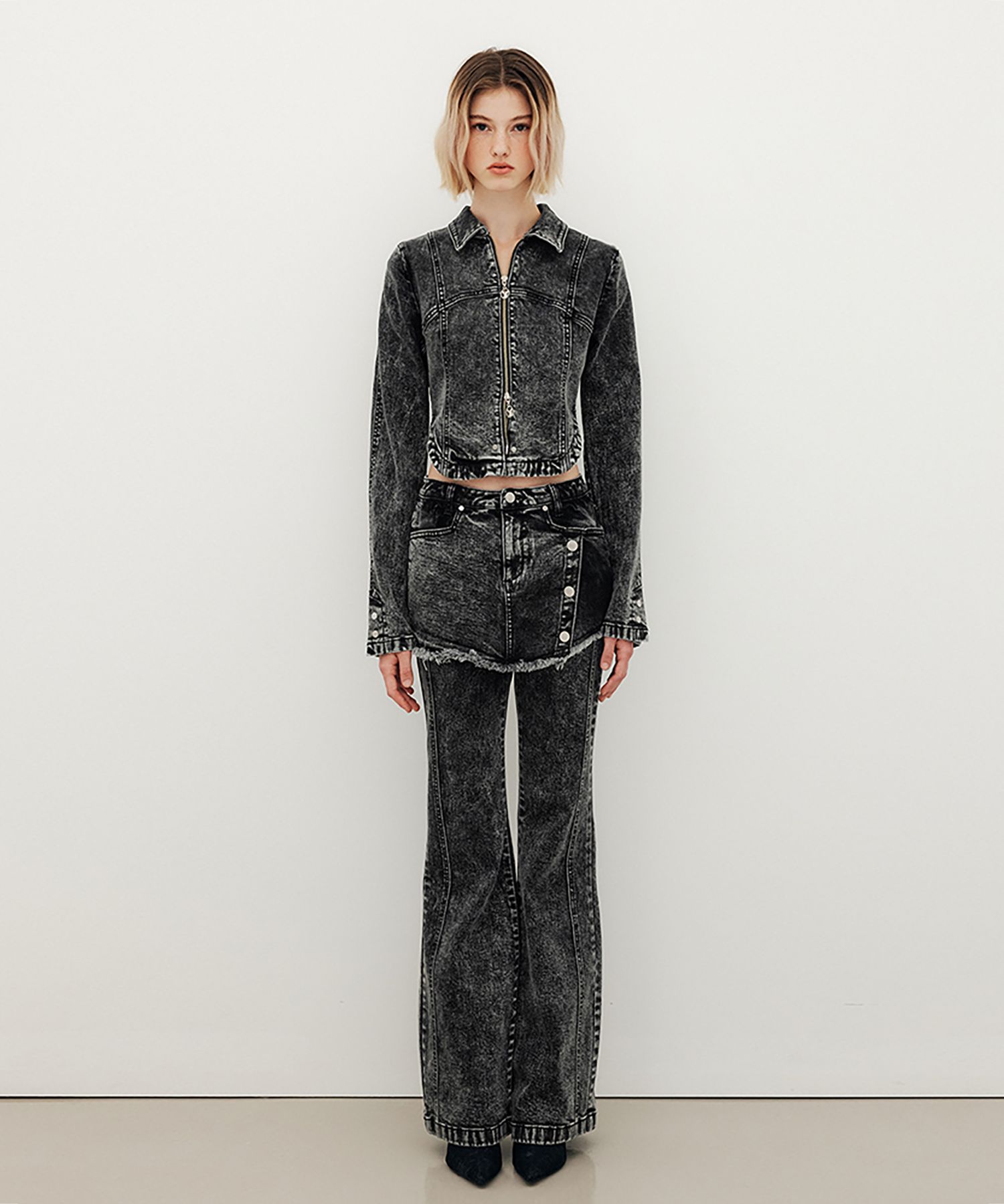 ☆人気☆【YUSE】☆PLEATS SKIRT LAYERED BOOTS CUT PANT.S☆ MUSINSA | YUSE PLEATS SKIRT LAYERED BOOTS CUT PANTS - CHARCOAL