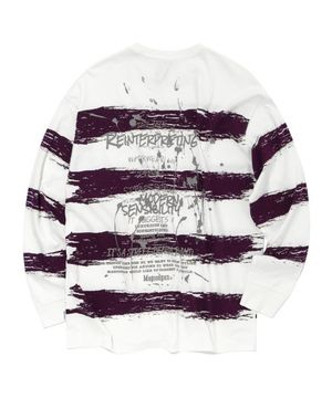 스웩버 3559 스트라이프 오버핏 바이올렛 긴팔티셔츠