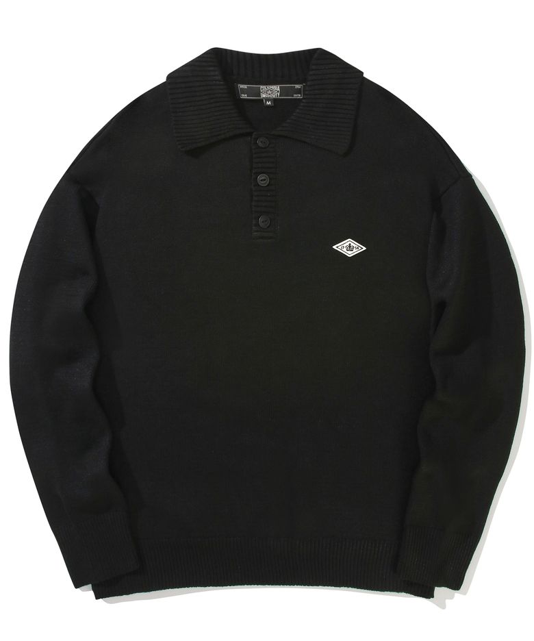 1754 CROWN OVER-FIT HALF SWEATER 블랙