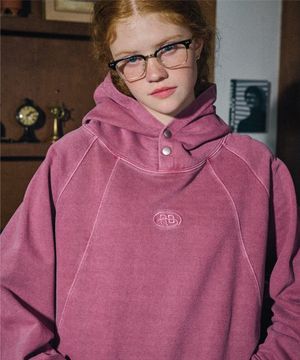 CP 피그먼트 스냅 후드티 더스티핑크