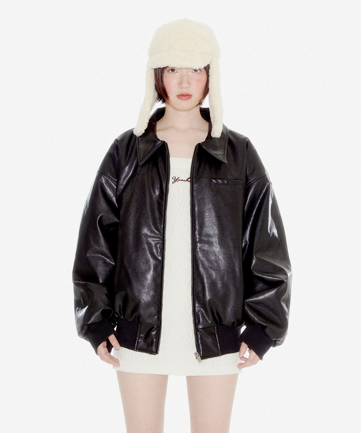 ジャケット・アウター SUPERSUB Leather Jumper musinsa MUSINSA | YOUHEE LOOSE FIT LEATHER JUMPER BLACK