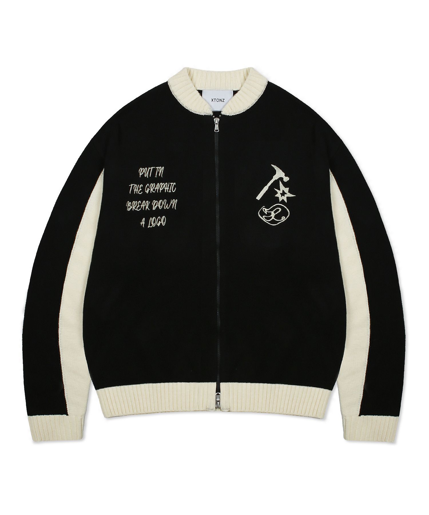 アウターその他 XTONZ XTK059 Broken Varsity Knit Zip-up BLACK XTK059BK MUSINSA公式 | XTONZ XTK059 Broken Varsity Knit Zip-up (BLACK)
