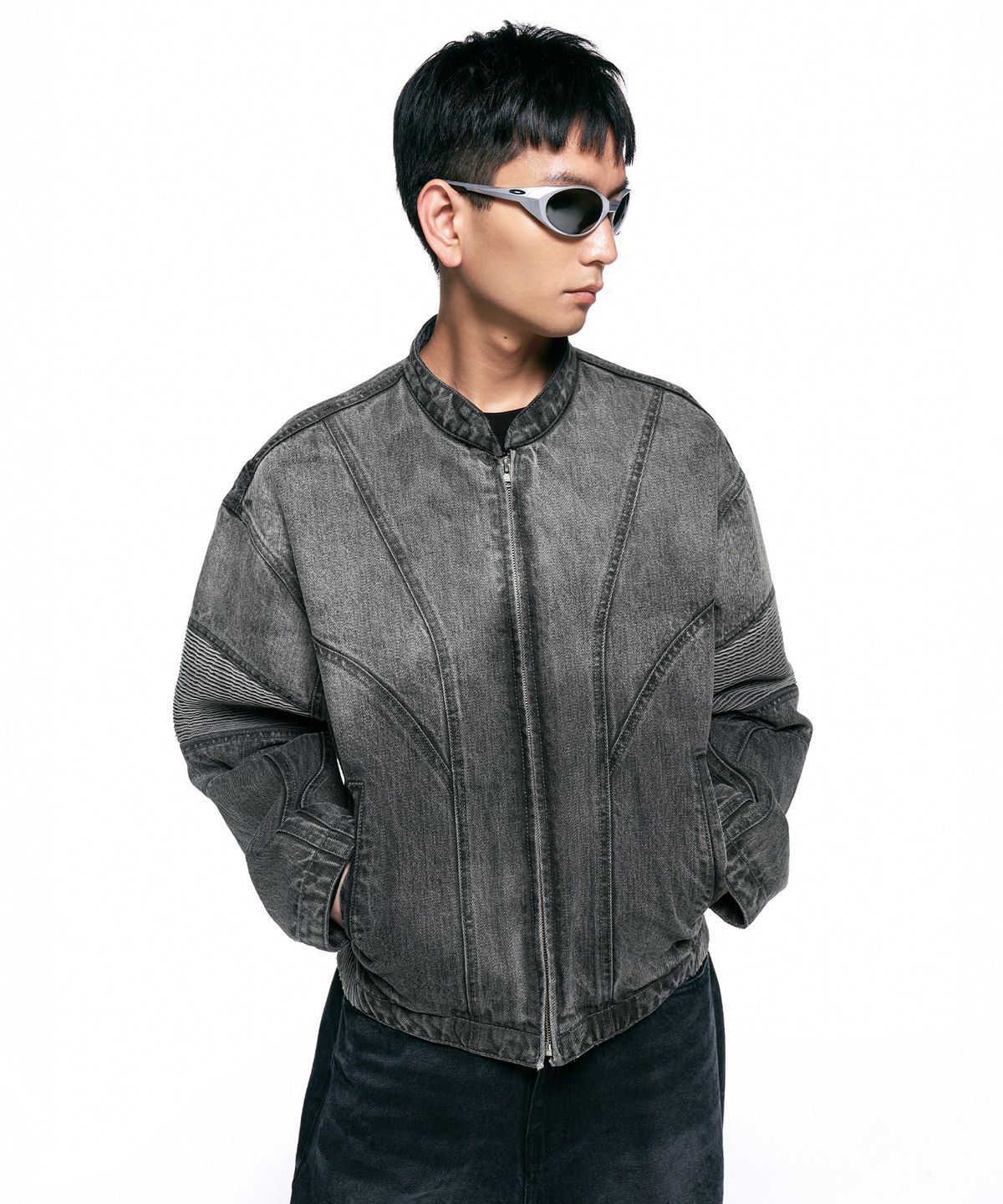 인사일런스(INSILENCE) 스모킹 페이드 데님 자켓 GREY