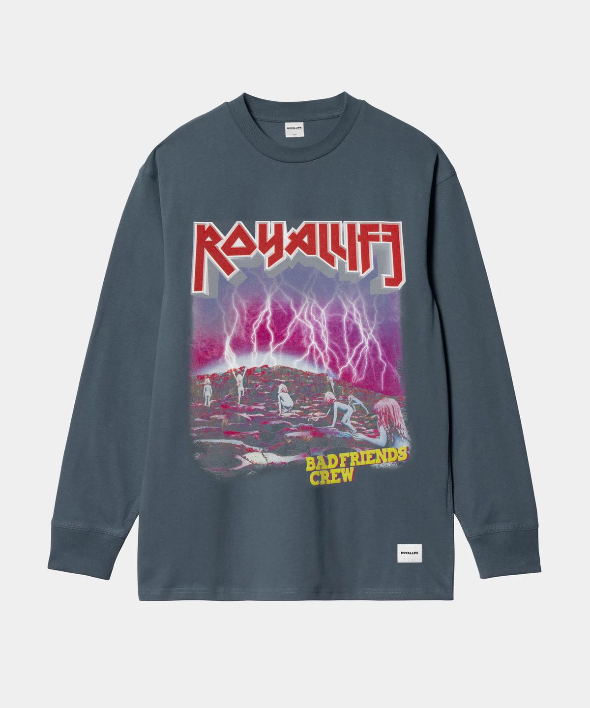 로얄라이프(ROYALLIFE) RLLR3006 배드프렌즈 메탈 크루 롱슬리브 - 시멘트