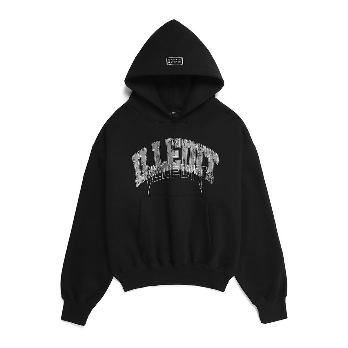 일레딧(ILLEDIT) ILLEDIT VINTAGE LOGO CROP HOOD BLACK