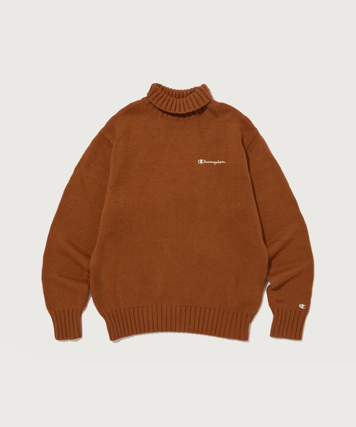 챔피온(CHAMPION) 드랍숄더 워셔블 하이넥 스웨터 Normal Coral