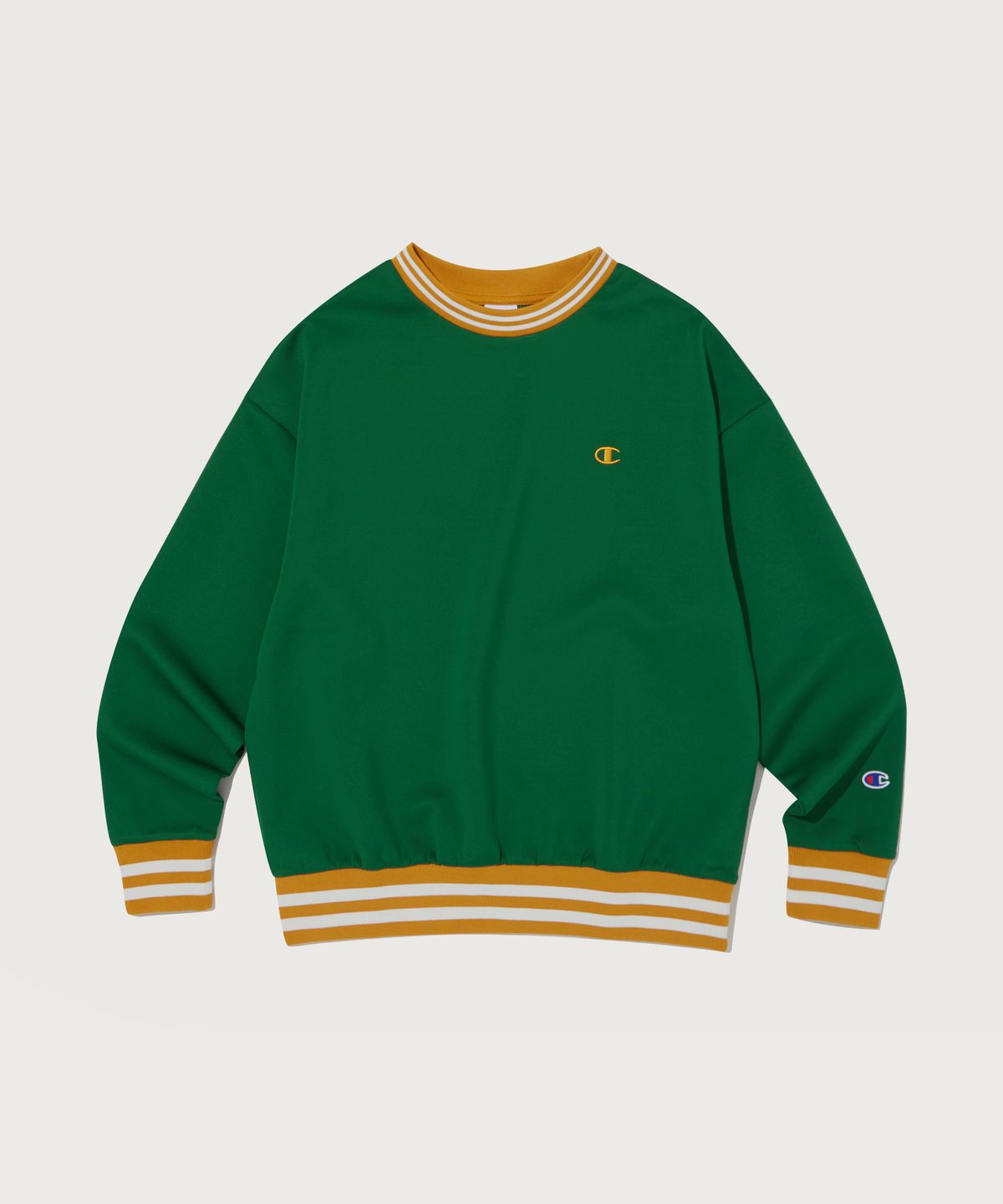챔피온(CHAMPION) 여성 스트라이프 배색 저지 티셔츠 Normal Green
