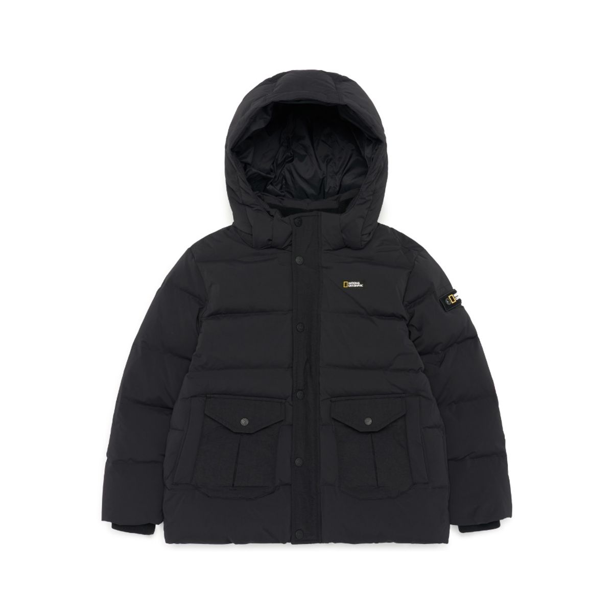 내셔널지오그래픽 키즈(NATIONAL GEOGRAPHIC KIDS) K234UDW980 포켓 배색 스트레치 덕 다운 점퍼 CARBONBLACK