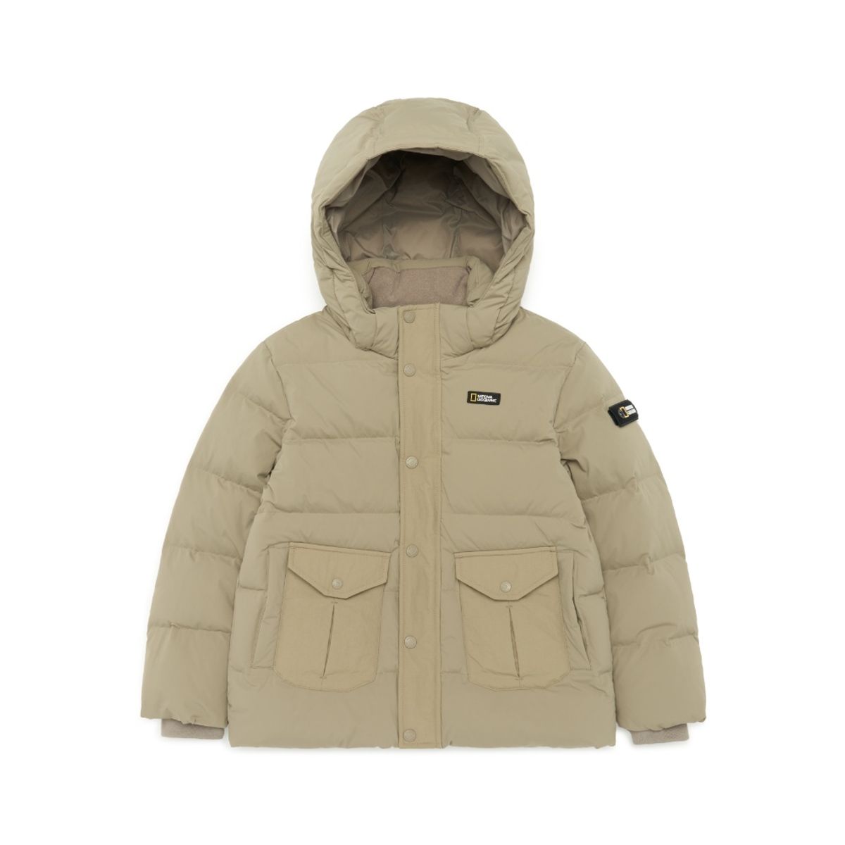 내셔널지오그래픽 키즈(NATIONAL GEOGRAPHIC KIDS) K234UDW980 포켓 배색 스트레치 덕 다운 점퍼 DBEIGE