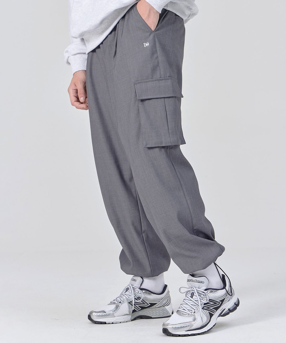 디스펑트(DYSFUNCT) Clock Wide String Cargo Jogger Slacks Pants (GRAY)