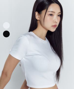 코튼코어 슬림핏 크롭 숏슬리브 우먼 (2color)