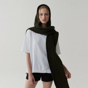 메리노 후드 워머 머플러-카키