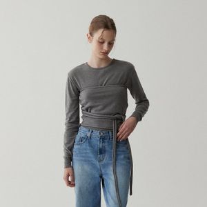 코튼 랩 가디건set-차콜