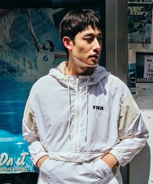 세미오버핏 후드 아노락 화이트