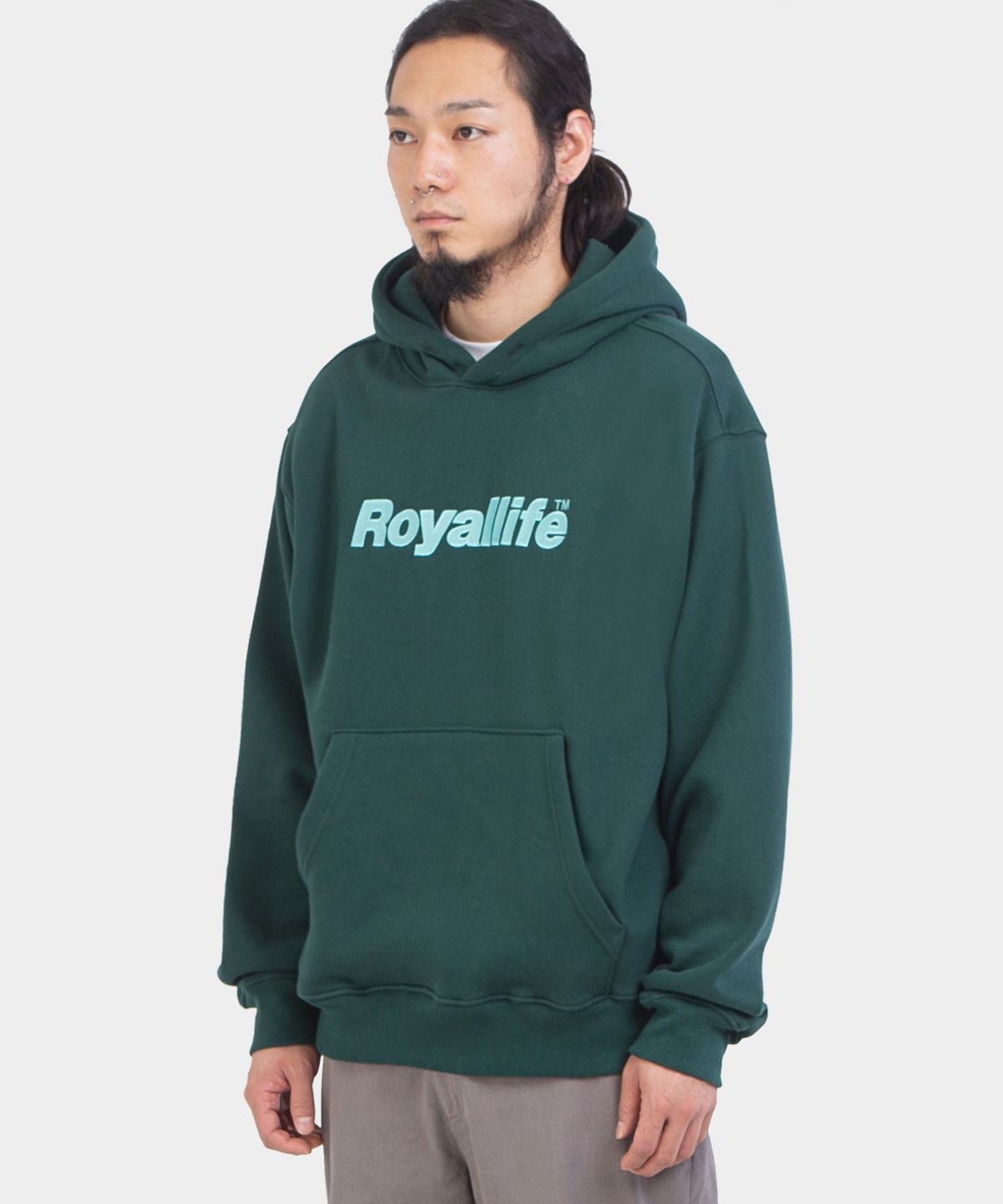 로얄라이프(ROYALLIFE) RLPH3001 OG 자수 로고 기모 후드티 - 그린