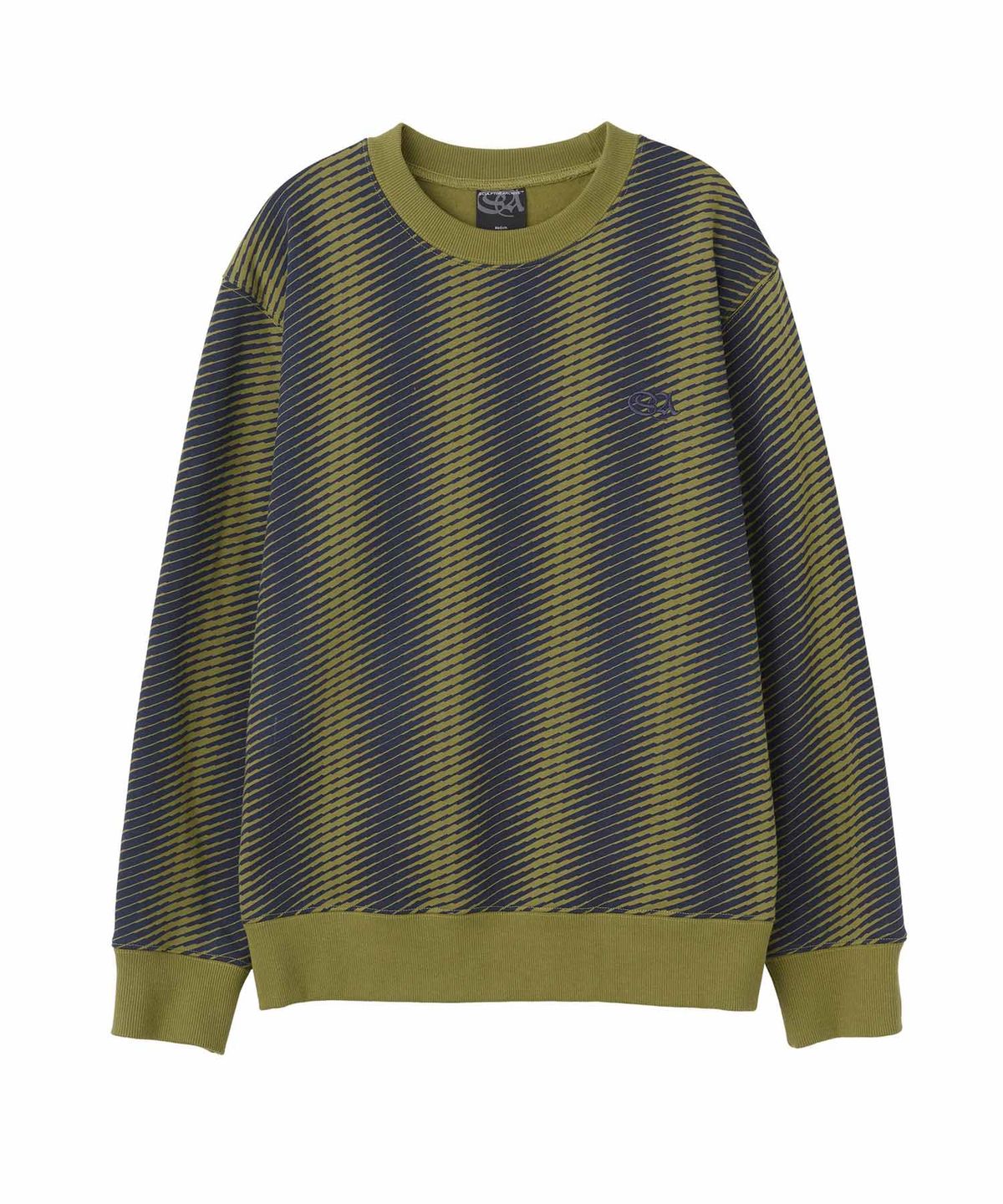 스컬프터(SCULPTOR) Irregular Stripe Sweatshirt Olive/Navy