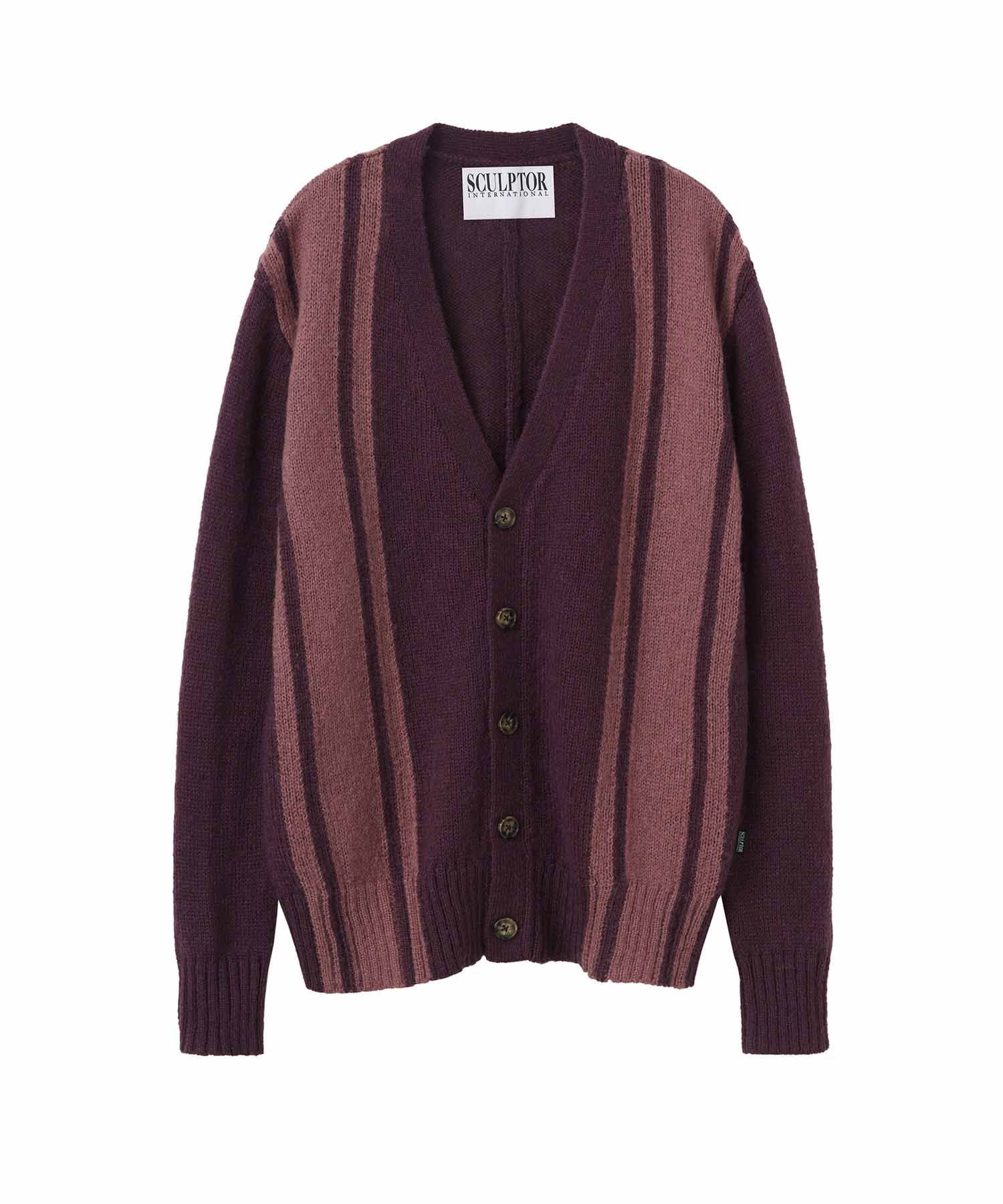 ★SCULPTOR★ Mohair Stripe Cardigan DPurple SC23A227PU MUSINSA | SCULPTOR Mohair Stripe Cardigan D.Purple