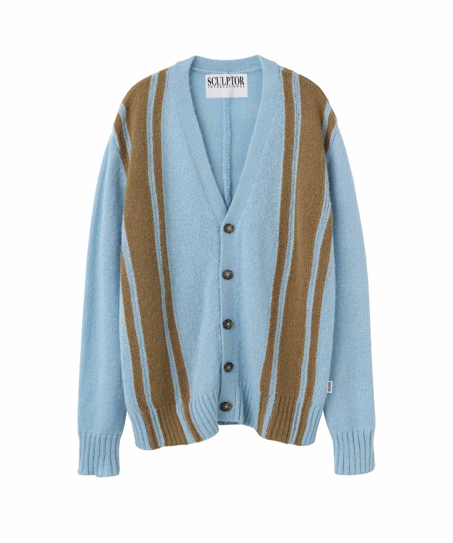MUSINSA | SCULPTOR Mohair Stripe Cardigan Sky Blue