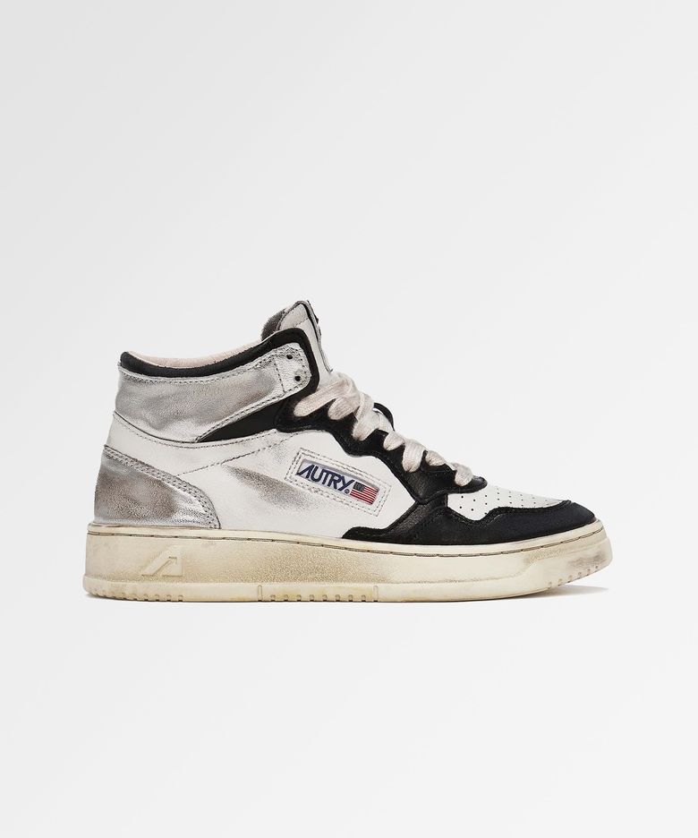 메달리스트 빈티지 MID CUT 스니커즈 in leather black and sliver