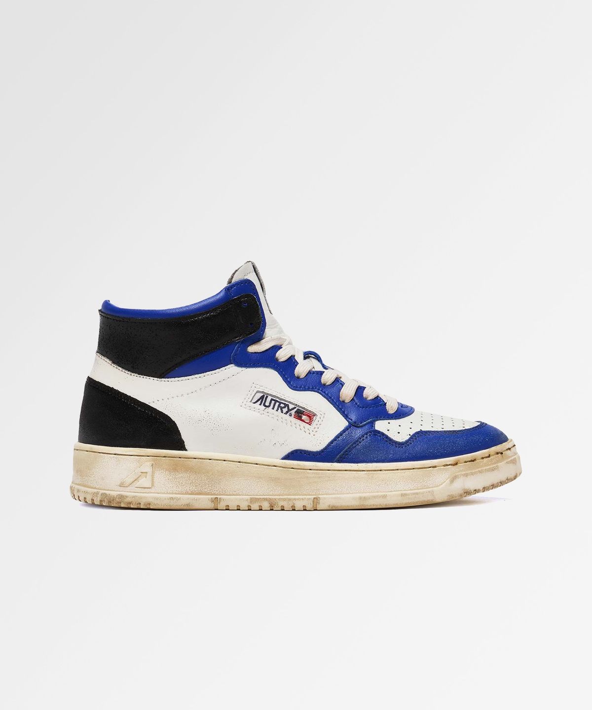 오트리(AUTRY) 메달리스트 빈티지 MID CUT 스니커즈 in leather blue and black