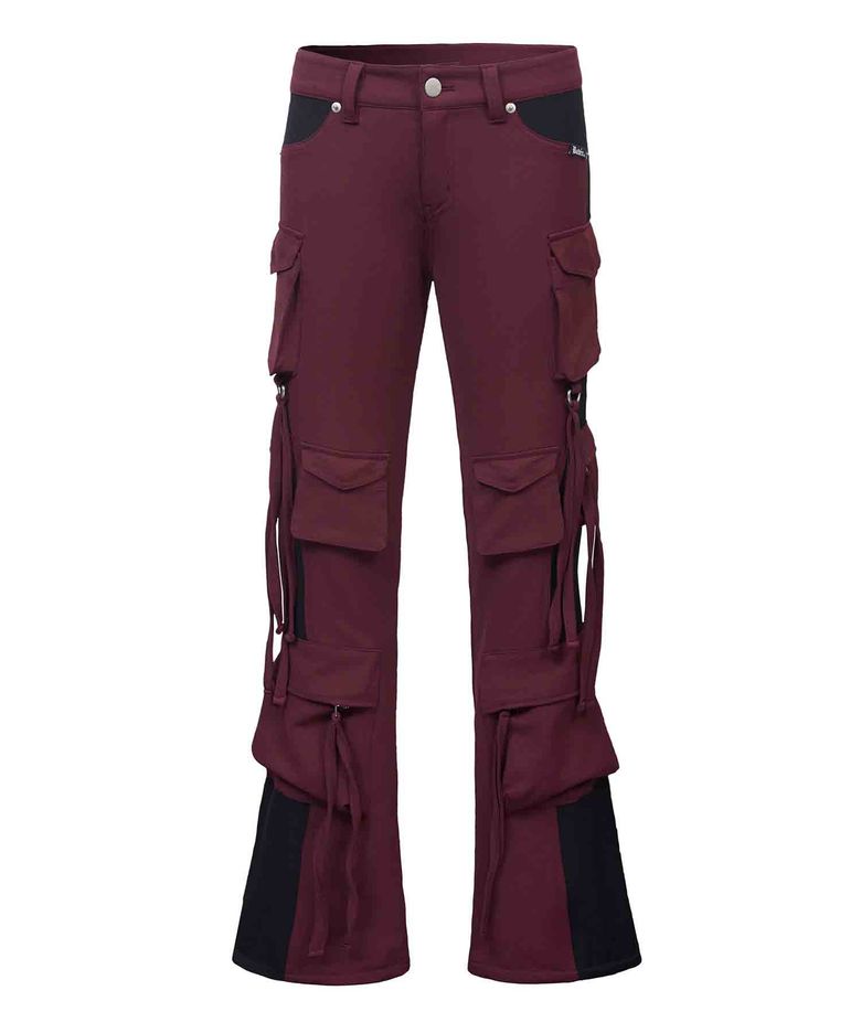 Flared Cargo Pants Burgundy
