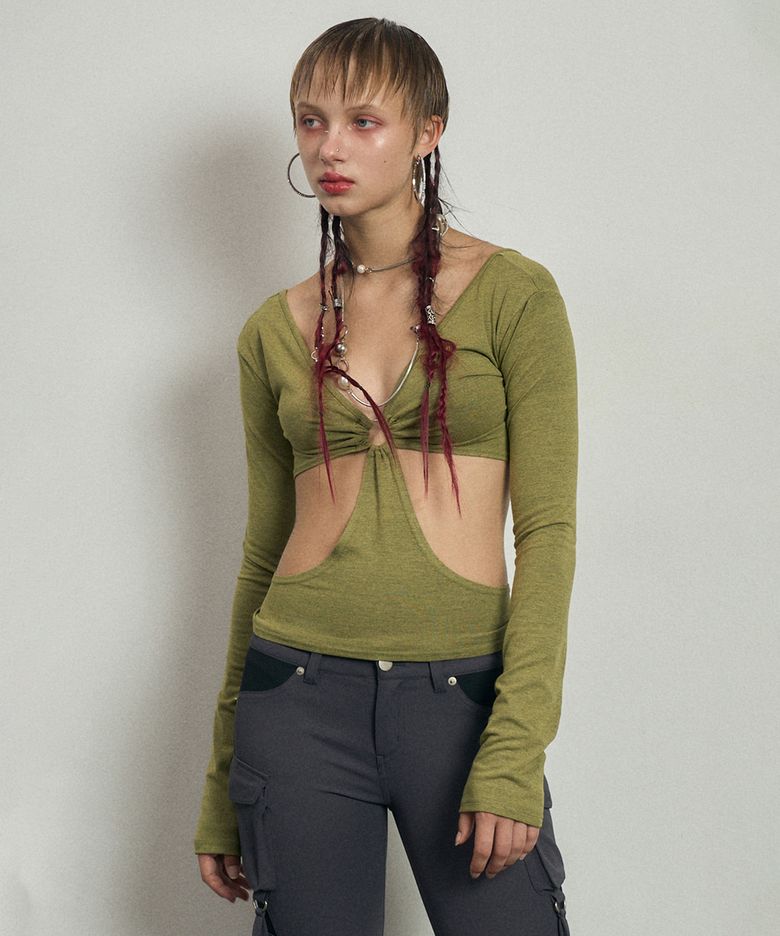 Cut-Out O-Ring L/S Tee Bokashi Olive