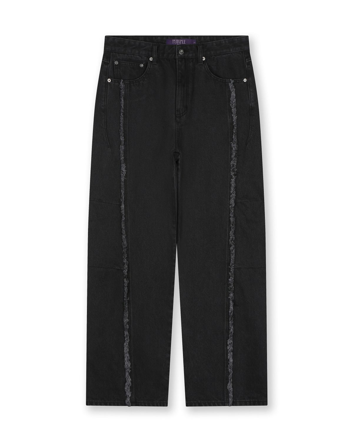 비슬로우(BESLOW) CUT OFF CURVED SEAM JEANS BLACK
