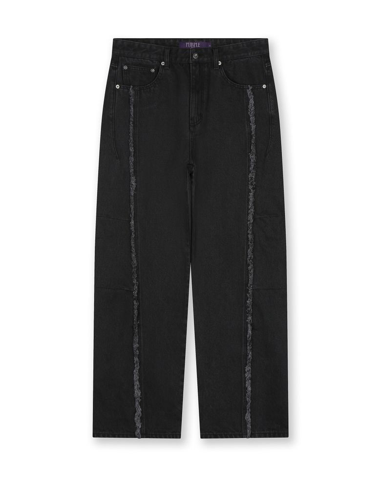 CUT OFF CURVED SEAM JEANS BLACK