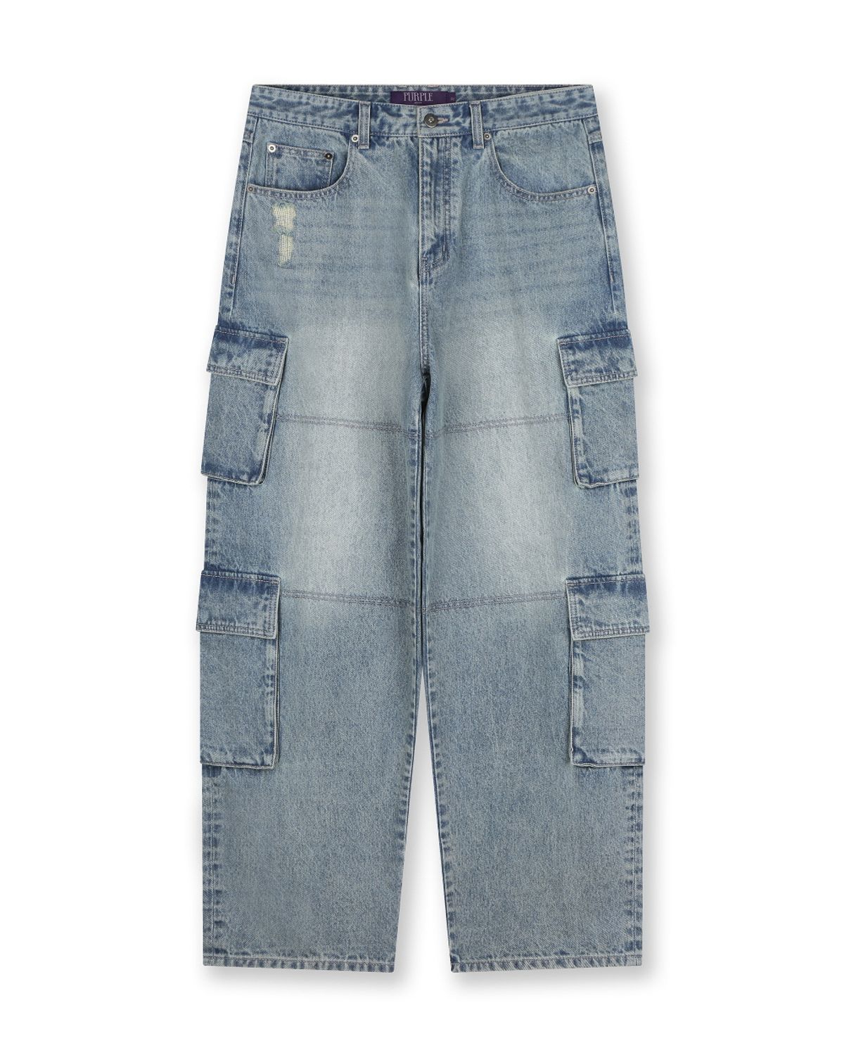비슬로우(BESLOW) FADED DENIM CARGO PANTS VINTAGE BLUE