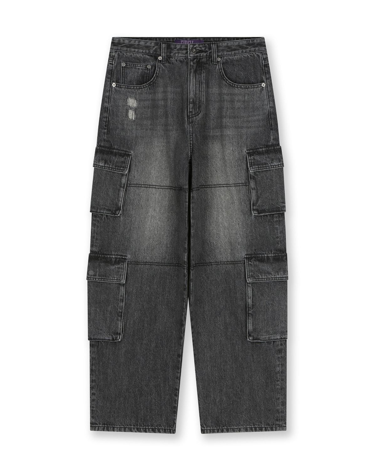 비슬로우(BESLOW) FADED DENIM CARGO PANTS BLACK