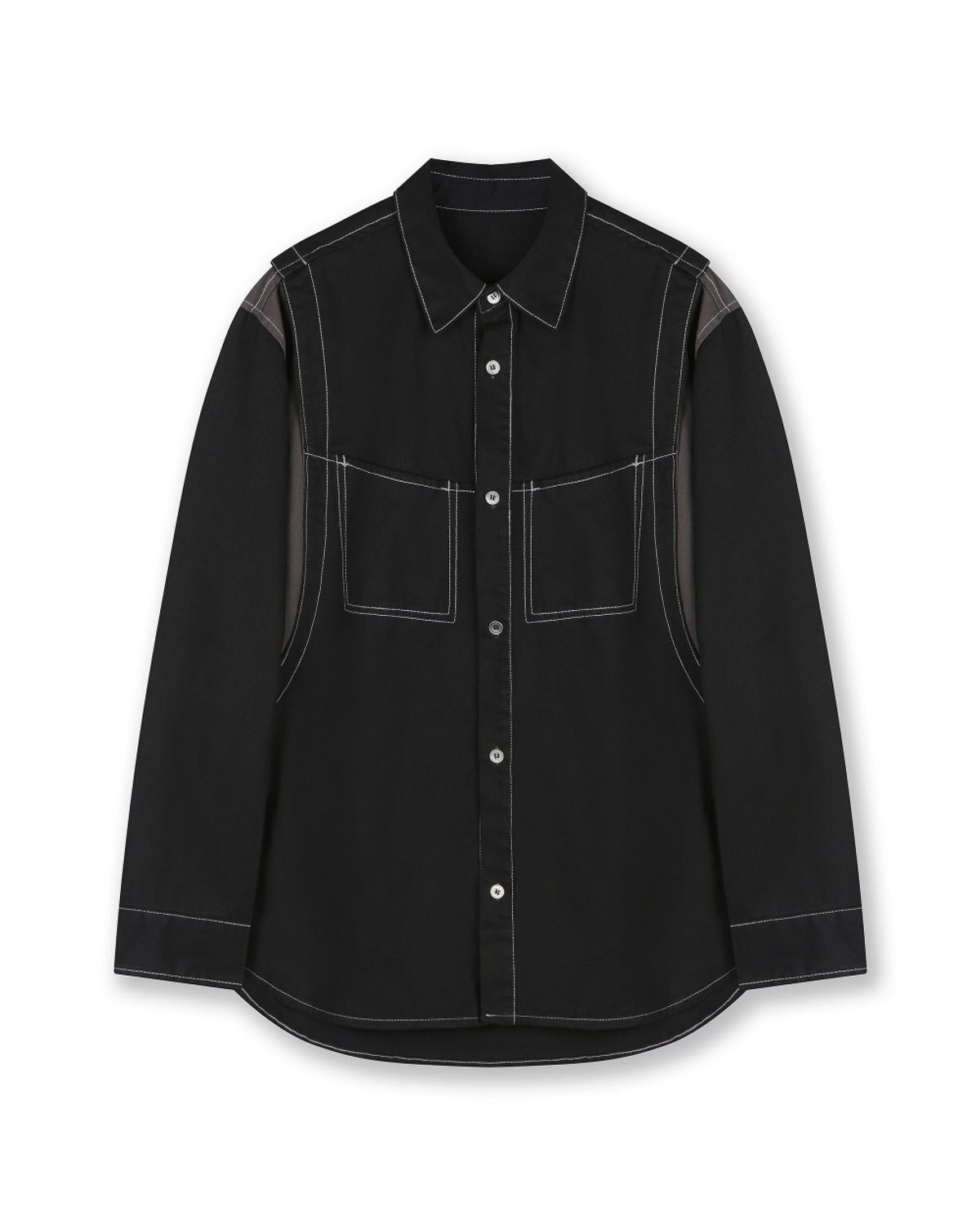 비슬로우(BESLOW) WASHED VARSITY DENIM SHIRTS BLACK