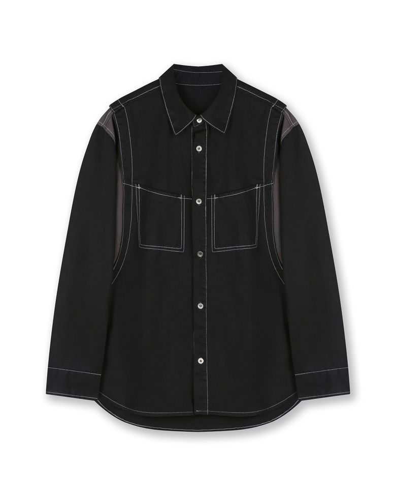 WASHED VARSITY DENIM SHIRTS BLACK