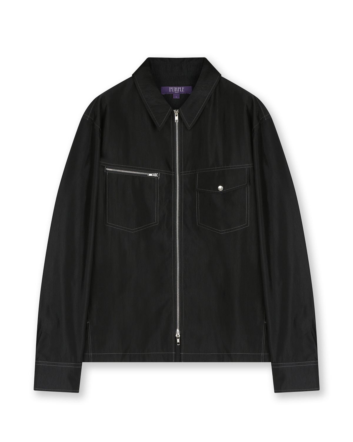 비슬로우(BESLOW) UNBALANCED POCKET ZIP-UP SHIRKET BLACK