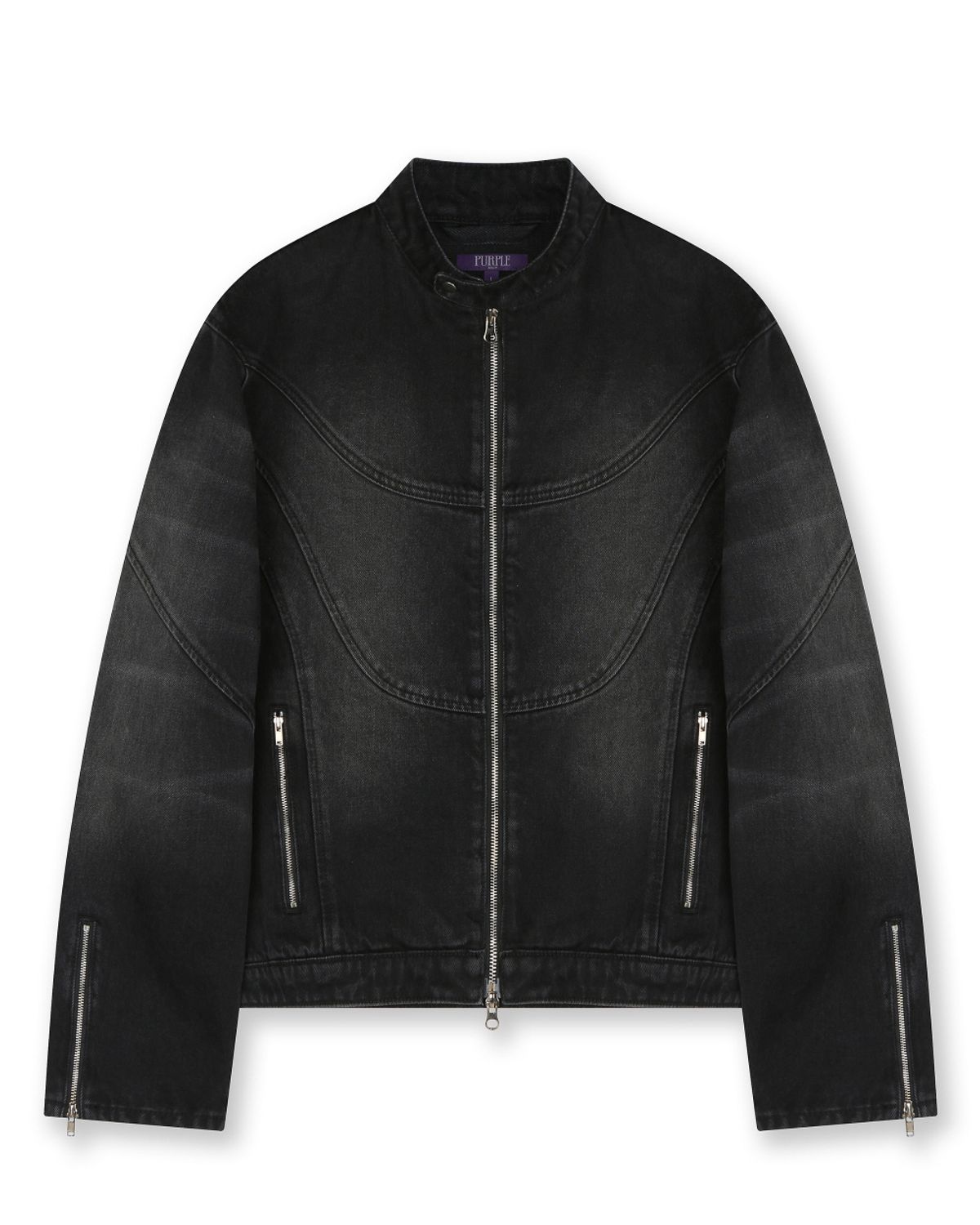 비슬로우(BESLOW) MOTOCYCLE WASHED DENIM JACKET FADE BLACK