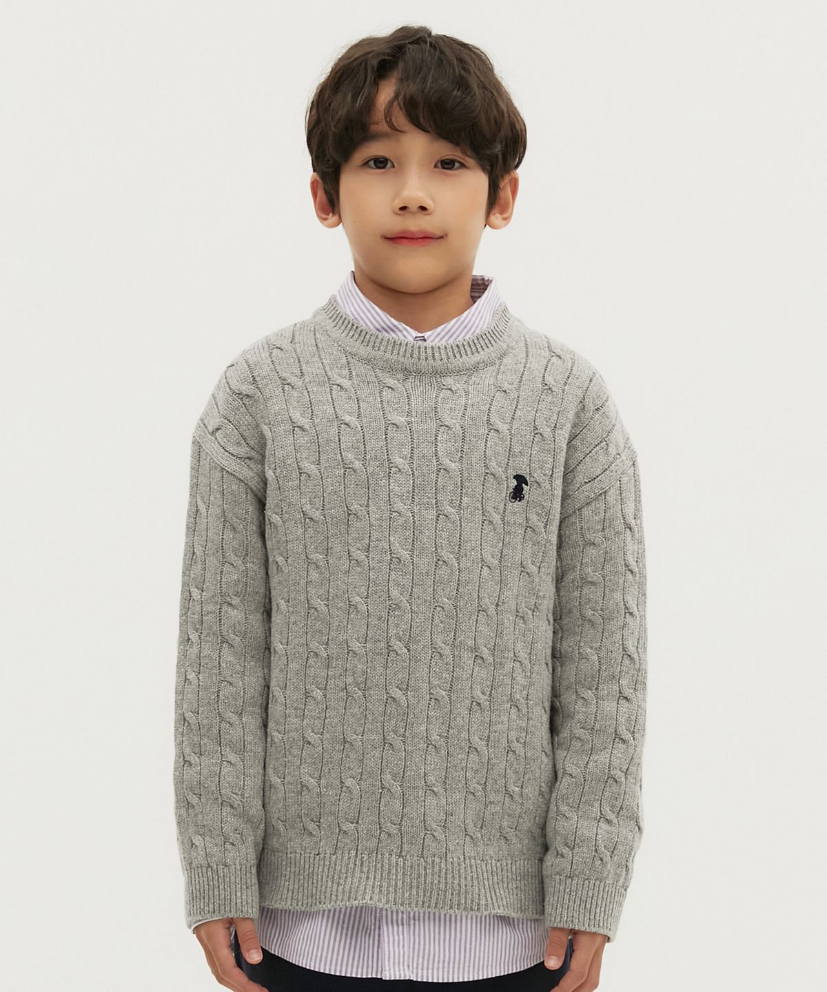 테이크이지 키즈(TAKEASY KIDS) 솔리드 케이블 오버니트(멜란지그레이)