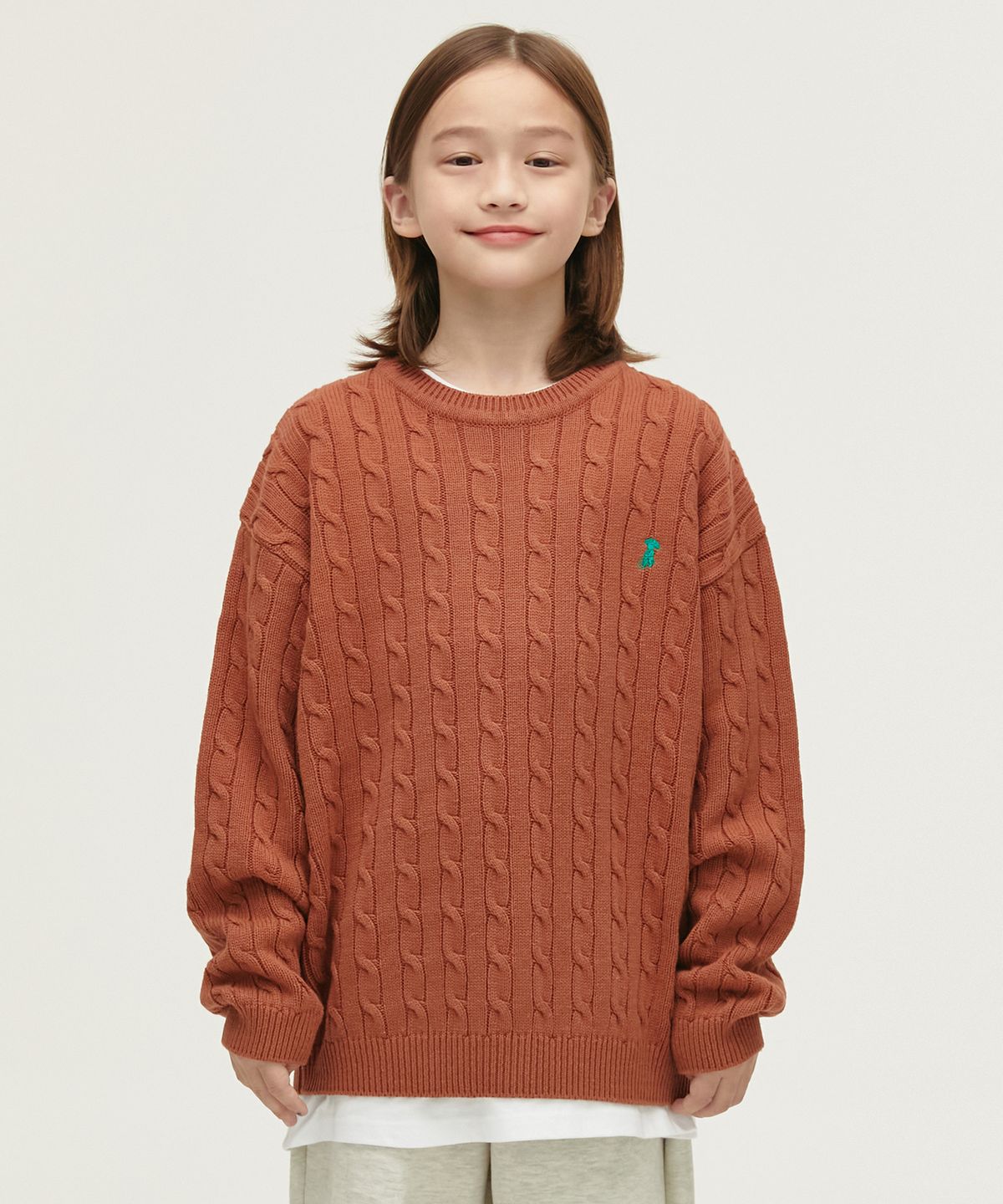 테이크이지 키즈(TAKEASY KIDS) 솔리드 케이블 오버니트(캐럿)