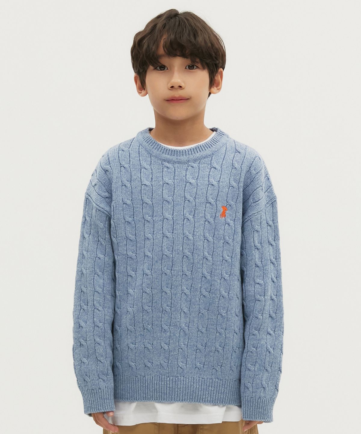 테이크이지 키즈(TAKEASY KIDS) 솔리드 케이블 오버니트(멜란지블루)