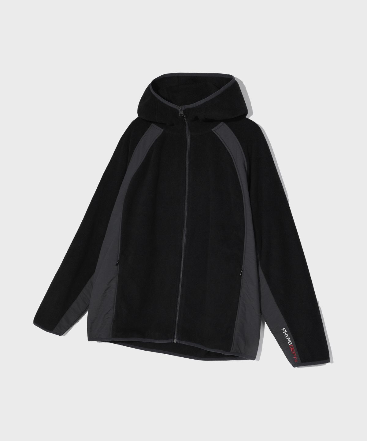 피지컬 디파트먼트(PHYSICAL DEPARTMENT) NYLON MIXED FLEECE HOODIE ZIP UP BLACK