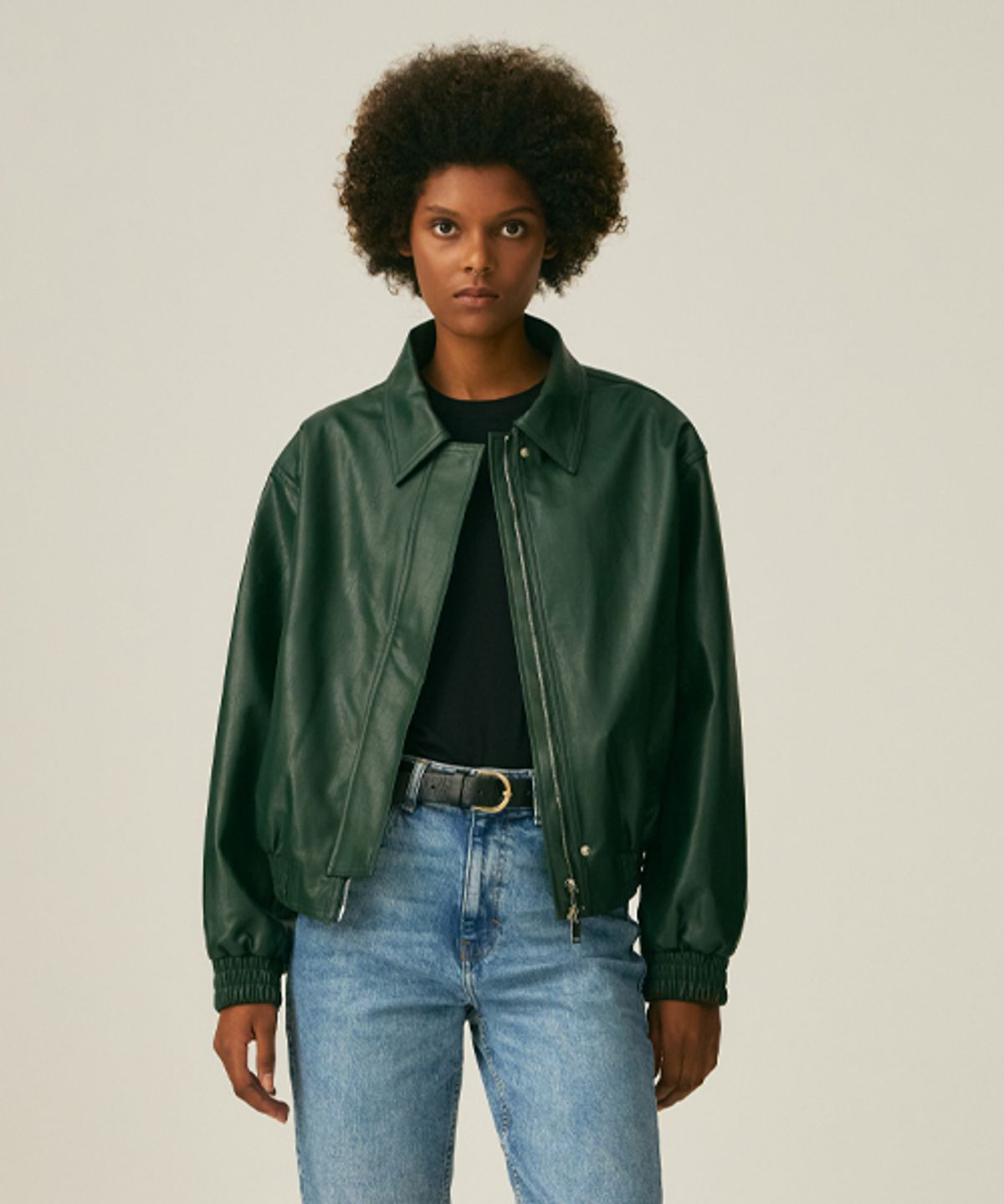 레이디 볼륨(LADY VOLUME) 9127# VINTAGE LEATHER JACKET_GREEN